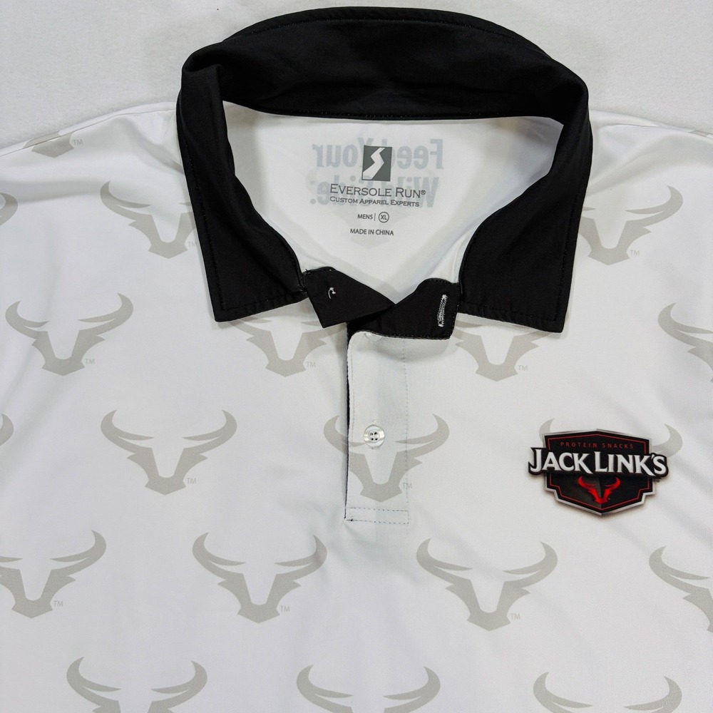 Jack Link Eversole Mens XL Feed Your Wild Side Performance Polo Rare White